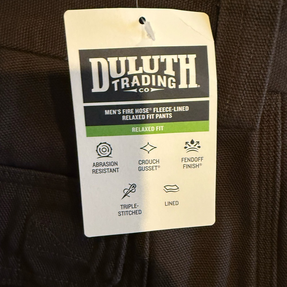 NWT - Duluth Trading Co Men's Dark Brown Fleece lined Cargo Pants: 38 x 34 - Picture 7 of 13
